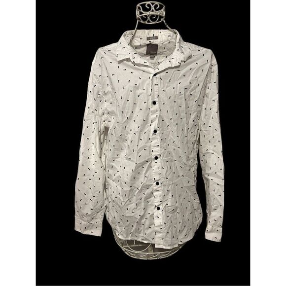 Men’s A-Frame Shirt Blue and White Stretch Regular Long Sleeve Button-Up Size la - Picture 1 of 7